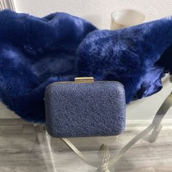 Clutch Purse And Faux Fur Shawl 