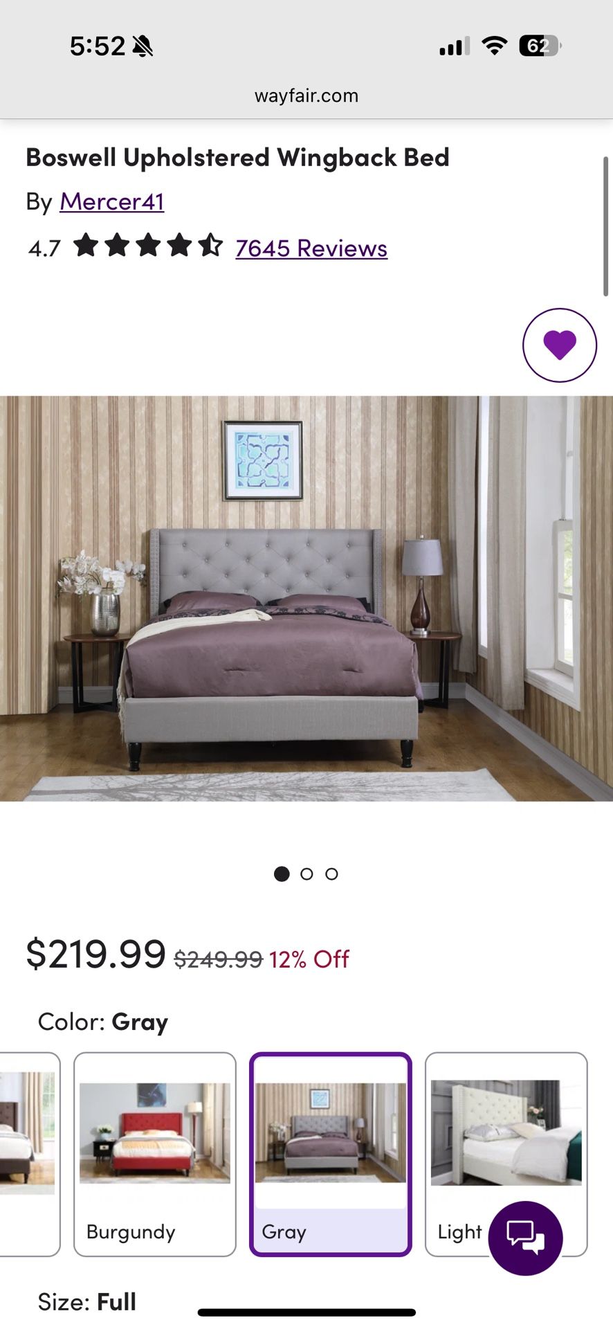 Boswell Tufted Upholstered Low Profile Platform Bed