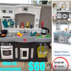 $60 Step2 Modern Kitchen Toys set with 46 accessories Basically new batteries included