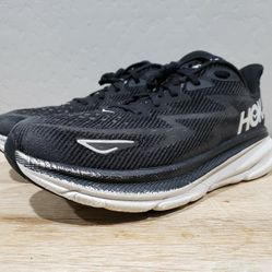 HOKA ONE ONE Men’s Clifton 9 Running Shoes (11D) Black/White 