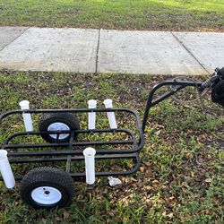 🎣🔥 Aluminum Fishing Cart with 6 Rod Holders — Ready for the Pier! 🔥🎣