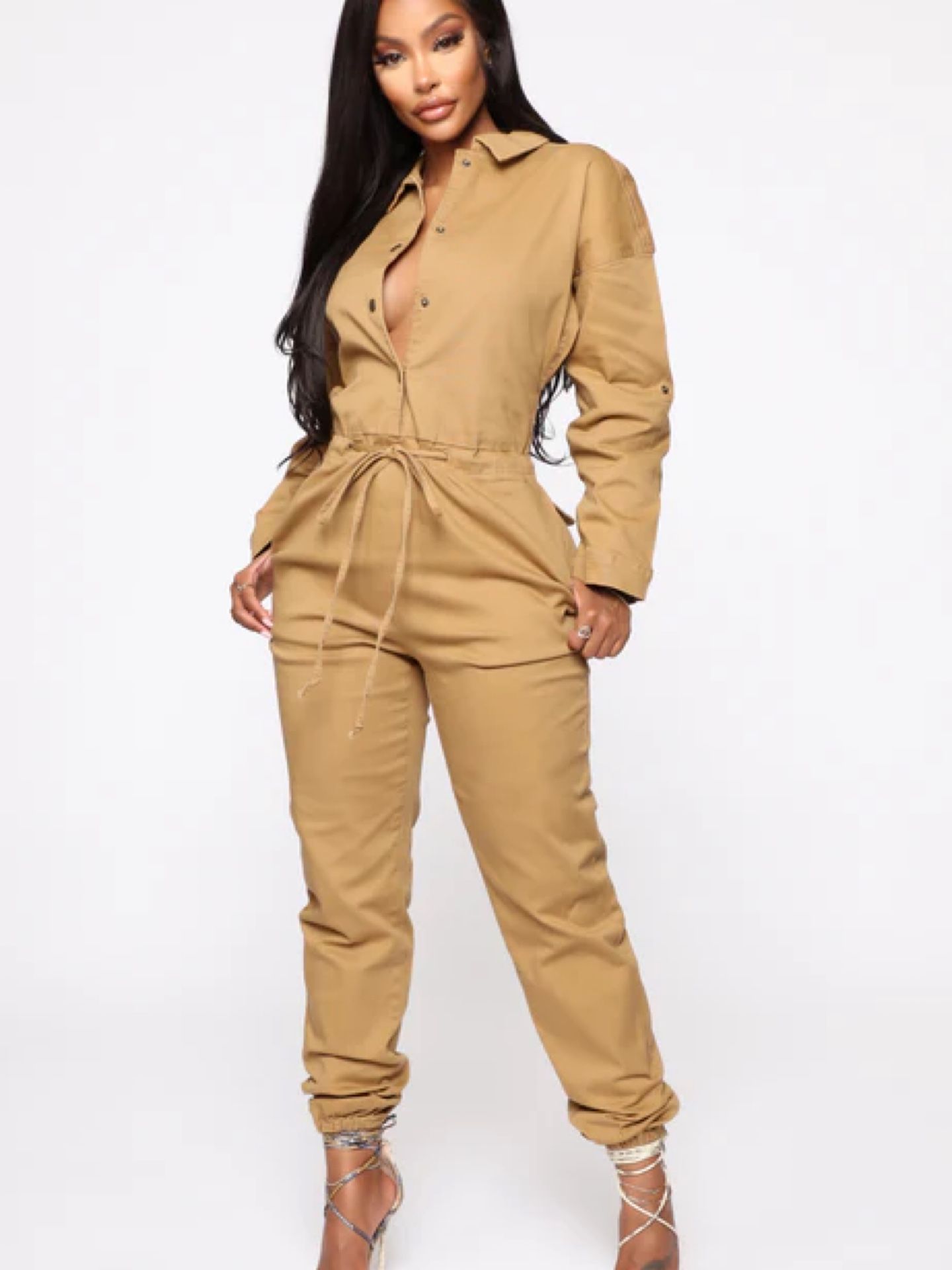 Khaki Jumpsuit Women Size L
