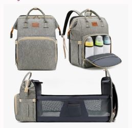 DeBug Gray Diaper Backpack with Changing Station
