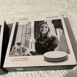 Jones New York Aurora Gold Rim 8" Salad Plates, Set of 4 (2 Boxes) 8 Total