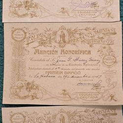 3 Diplomas Hermanos De Maristas Cuba 1946-47-48