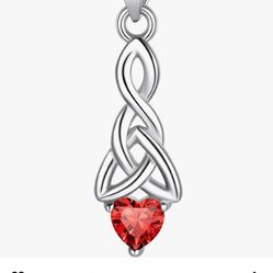 Sterling Silver Charm Necklace Celtic Knot With Heart Shape Jewel Jewelry 