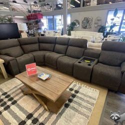 Hoopster - Gunmetal - Zero Wall Power Recliner With Console 6 Pc Sectional Sofa Couch With İnterest Free Payment Options 