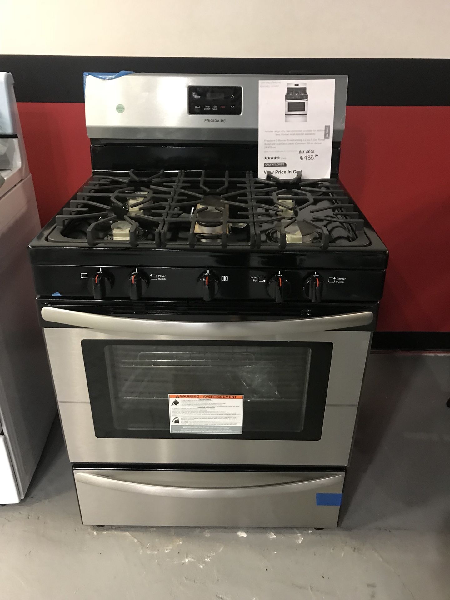 Frigidaire 5-Burner Freestanding 4.2-cu ft Gas Range (EasyCare Stainless Steel) (Common: 30-in; Actual: 29.875-in) Model # LFGF3052TF 1 year manufact