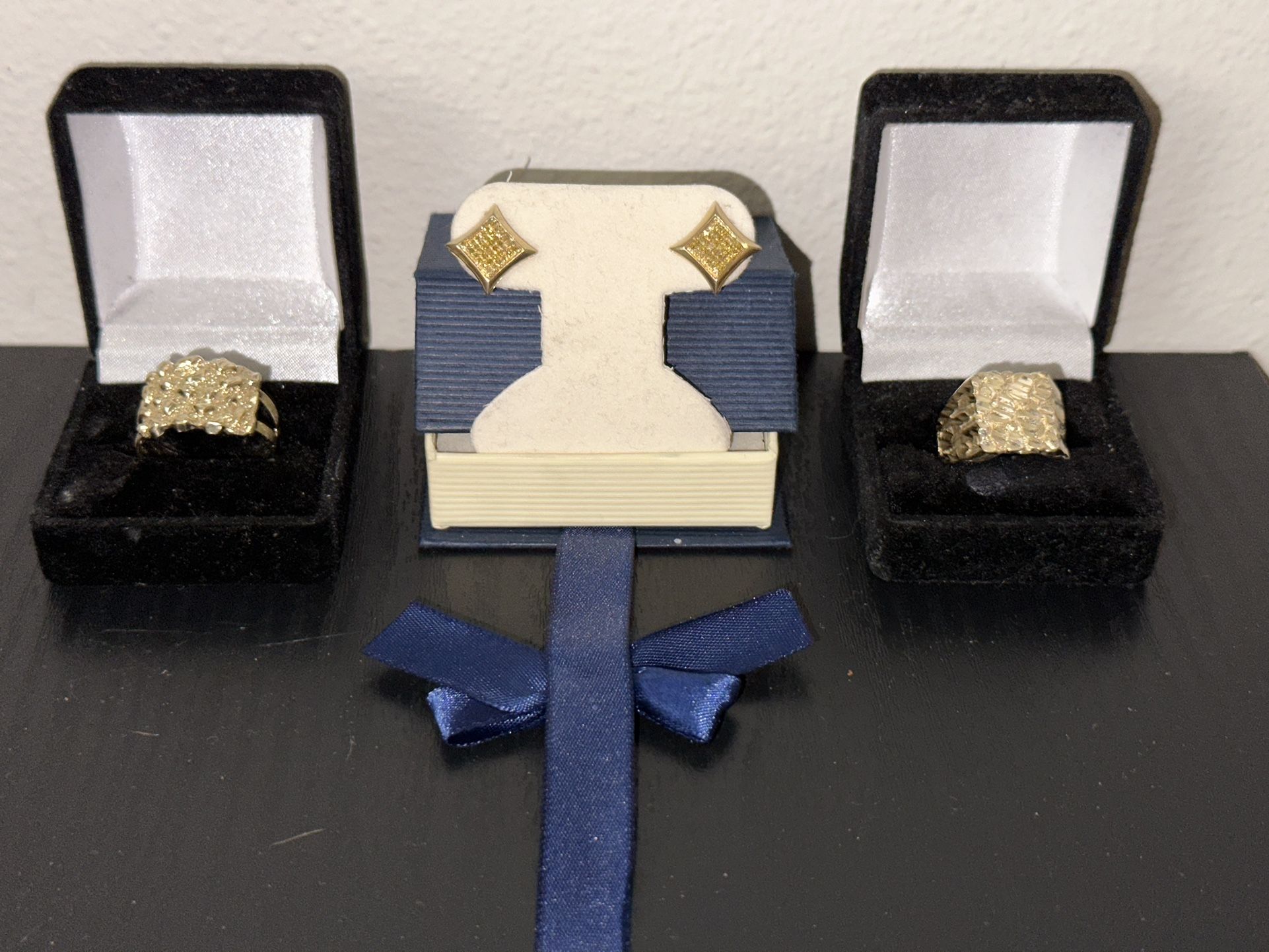 10k Set Chain Rings And Earrings 