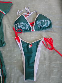 Mexico Bikini Set Green Red White