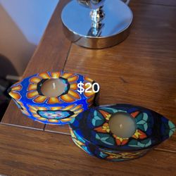 Stained Glass Candle Holders