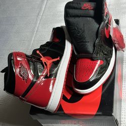 Nike Air Jordan 1 Retro High OG Bred Patent 7.5 Men’s or 9 Women’s Size