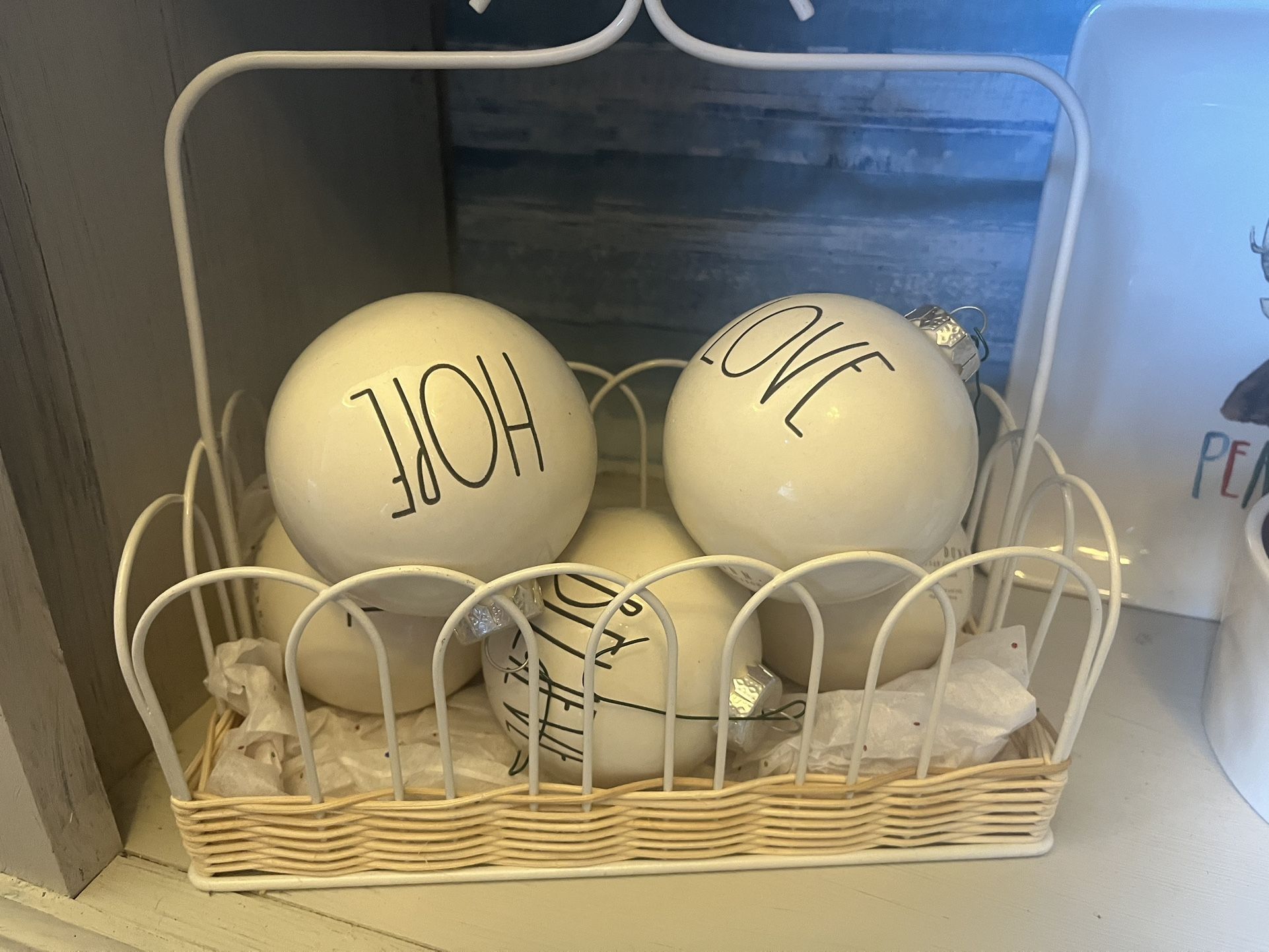 Ray Dunn Large Glass Christmas ornament set of five for 20 pick up only