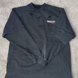 Black Distressed Balenciaga Long sleeve