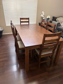Wood Dining Table with 6 Chairs
