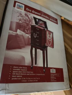 New In Box 5 Drawer Jewelry Armoire