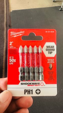 Milwaukee 5 pack impact bits  2” PH1