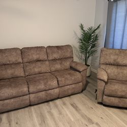Custom Recliner and Couch with Reclining Ends