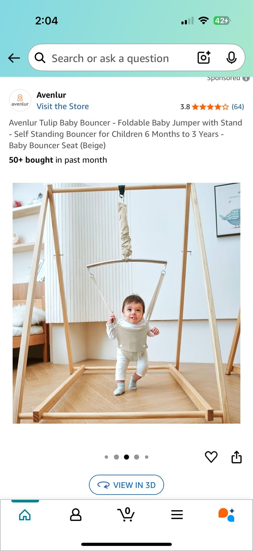 Avenlur - Avenlur Tulip Baby Bouncer - Foldable Baby Jumper with Stand - Self Standing Bouncer for Children 6 Months to 3 Years - Baby Bouncer Set
