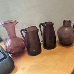4pc Purple Vintage Bud Vases Decor 