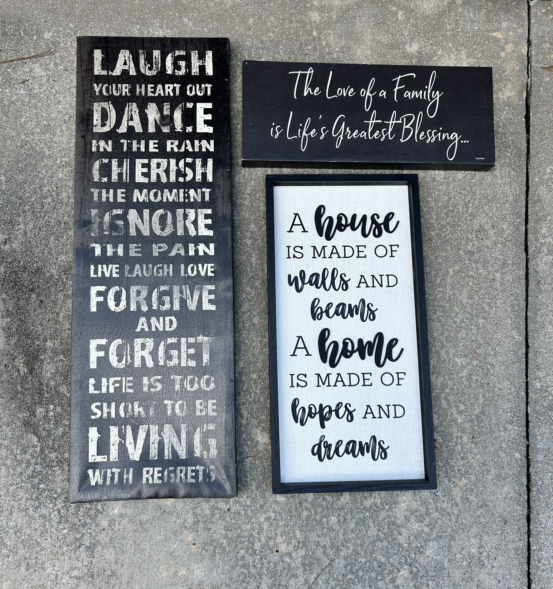 3 Black & White Word Art Canvases β Wall Decor