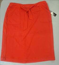 New w/ Tag - Large -SOHO Apprl Orange Tie Waist Pencil Skirt  Knee Length