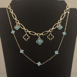 Teal Clover Necklaces