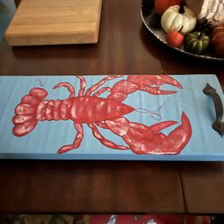 Hand Painted Lobster On Tray By Local Artist 