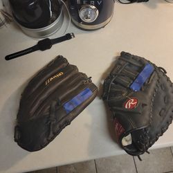 MIZUNO LH SIZE 13 $40 --- RAWLINGS 12.5  RH FIRST BASE $ 50. RIGHT HAND FB GLOVE $40.  FIRM PRICE 