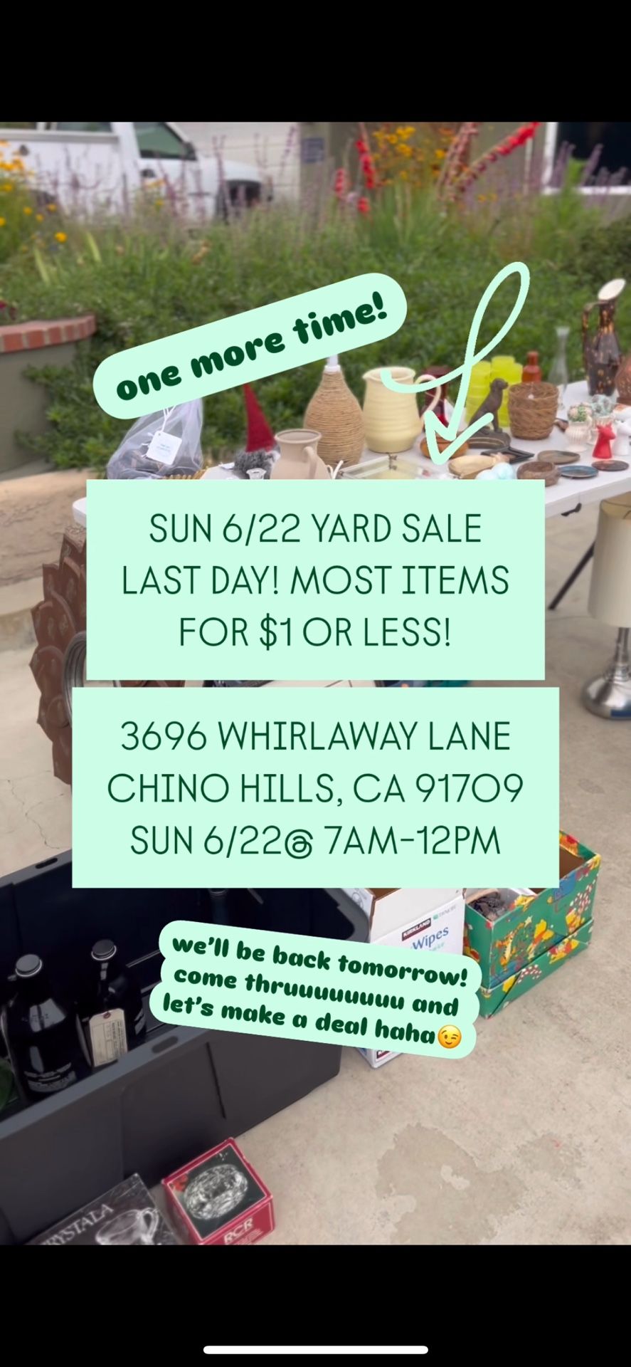 SUN 6/22 YARD SALE GARAGE SALE CHINO HILLS
