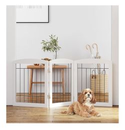 New 3 panel solid wood with metal bars dog pet Gate barrier 24"H 60"W