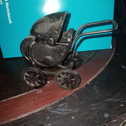 Antique Cast-iron Doll Baby Mini Buggy  Carriage