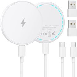 Magsafe Charger 2 Pcs 15W Magnetic Wireless Charger Fast Charging Pad 4.2ft Type C Cable