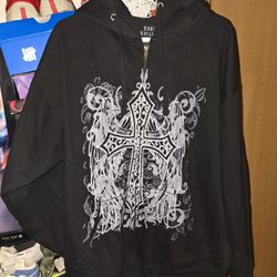 Social Collision  Jacket - Black - Xl– Black and white Y2K Social Collision zip