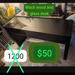 Black Oak Desk Console Table