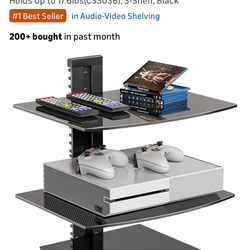 Glass wall mount shelf 3 tiers