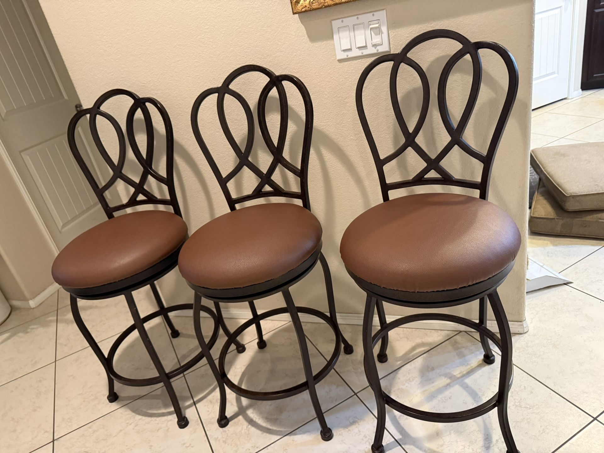 set of 3 new heavy brass antique metal counter height bar stool 
