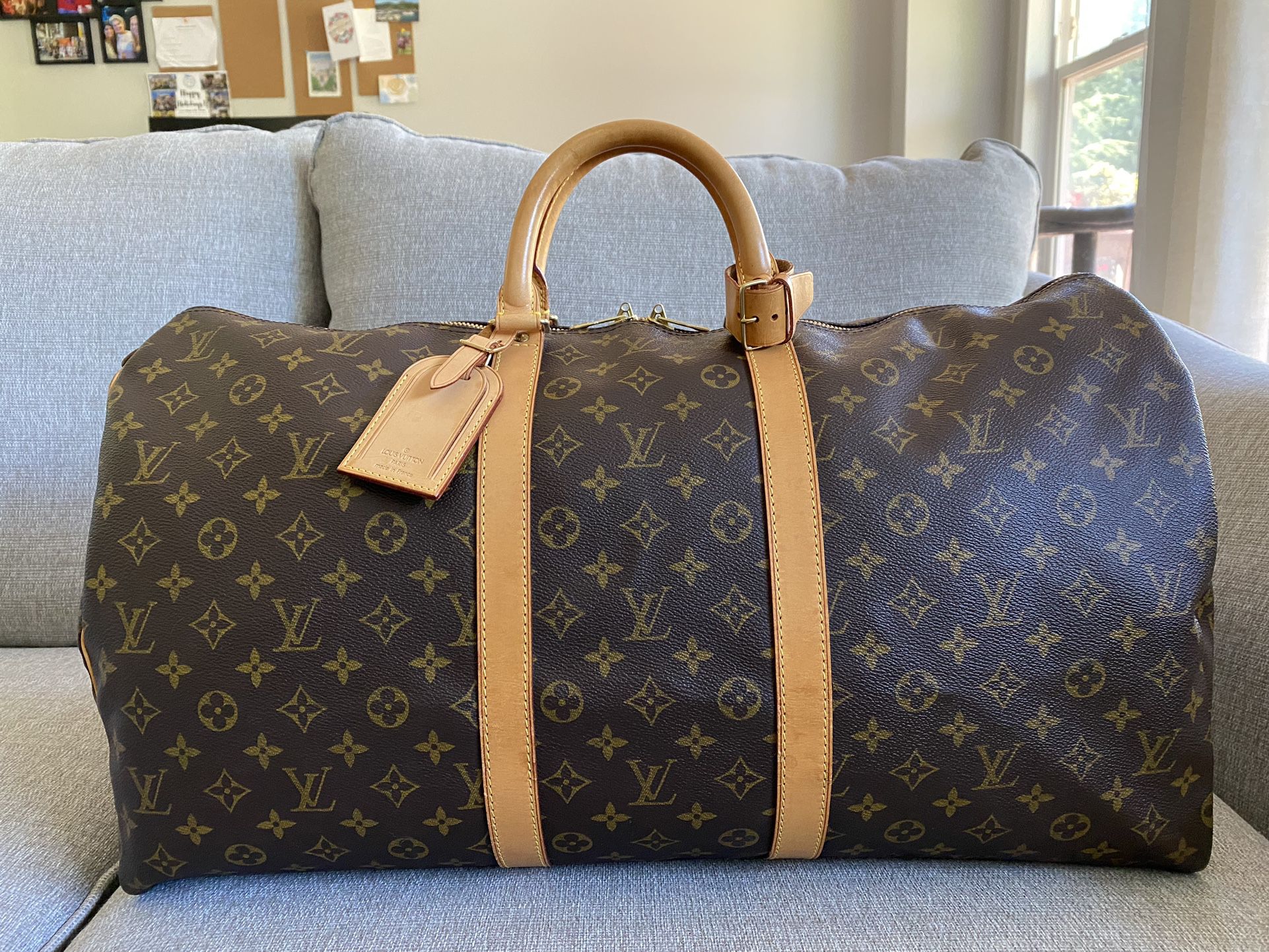 Louis Vuitton Keepall 55 Brown Monogram Canvas Duffle Travel Bag