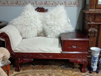 White, wooden couch