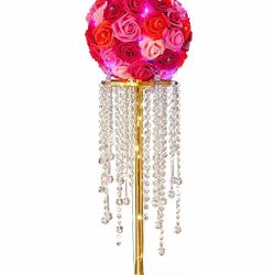 Elegant Rose Crystal Centerpieces – Gold Stand w/ Floral Top