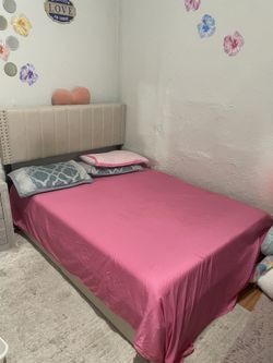 Light Beige Bed Frame And Mattress 