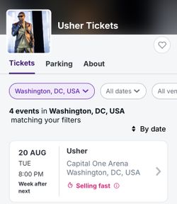 Usher Concert Ticket DC