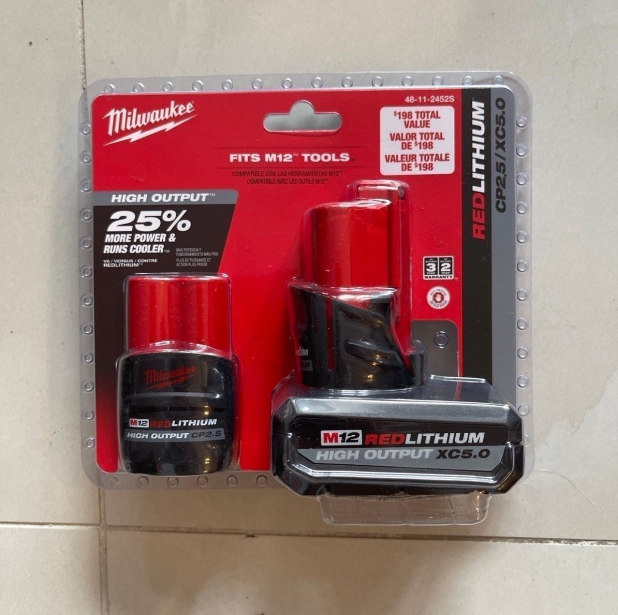 Milwaukee New Pack Battery 5ah And 2.5 High Output M12