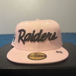 Las Vegas Raiders New Era 59fifty Fitted (7 5/8 , 7 3/4) Script PINK Brand New 
