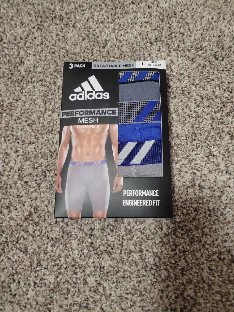 New Adidas Performance Mesh Underwear L Long Boxer Briefs