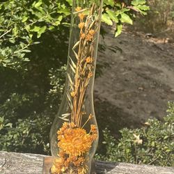 VTG Glass Leonard Creations Dried Flowers Cloche Terrarium Apothecary 15 1/2”