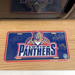 Authentic license Plate Florida Panthers plate 1993  With authentic autographs 