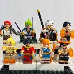 One Piece Luffy Sanji Anime Manga 8pc Anime Minifigures LEGO Compatible