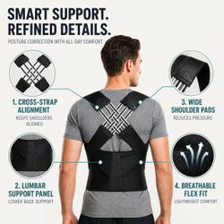 Black Posture Corrector Back Brace New size large