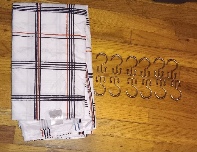 Shower Curtain And Hooks